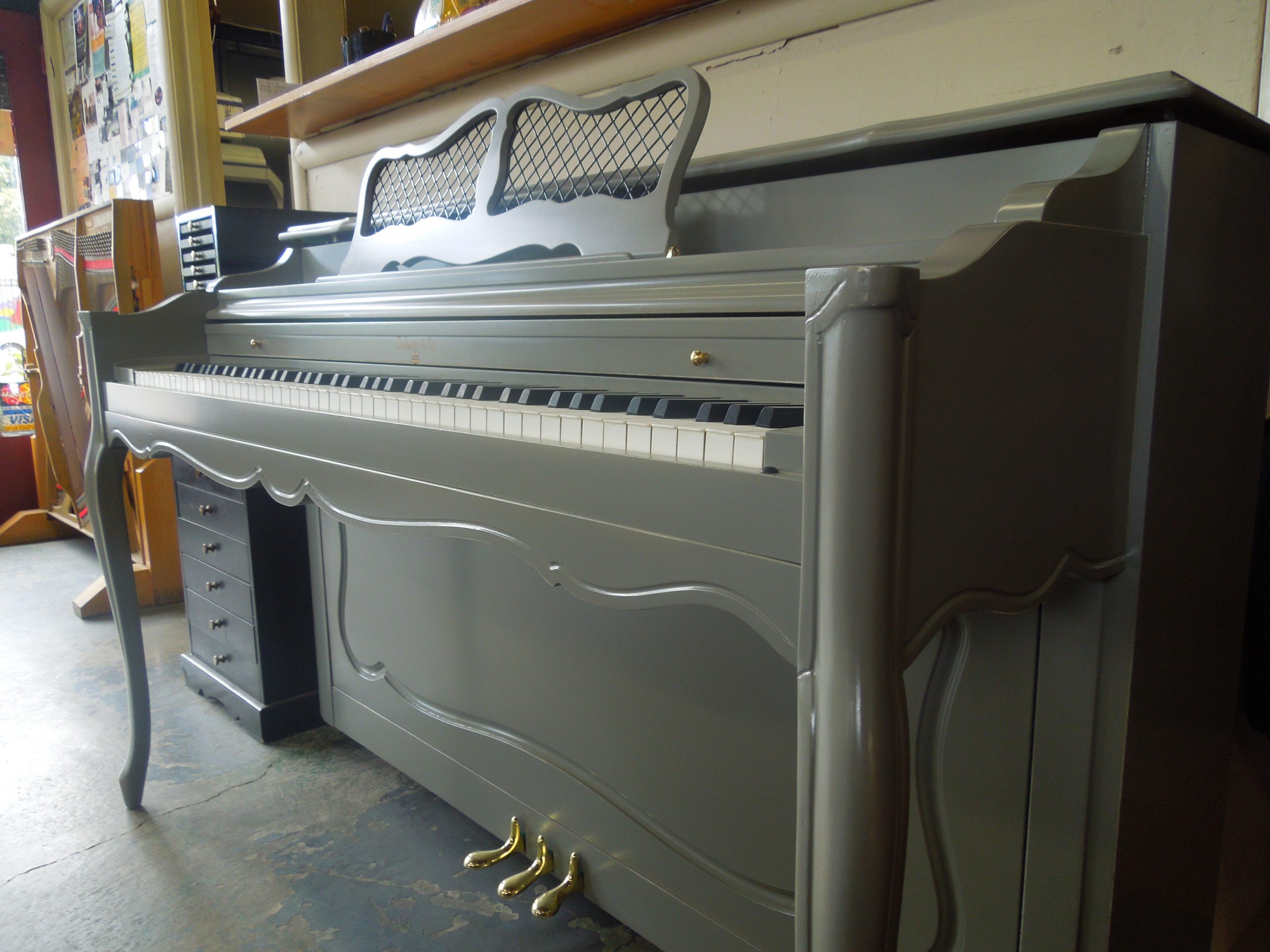 Sohmer Spinet in Vintage Grey #2596 (Refinished) - Image 3