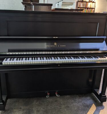 Steinway Model "V" Upright in Satin Ebony- Restored #210592