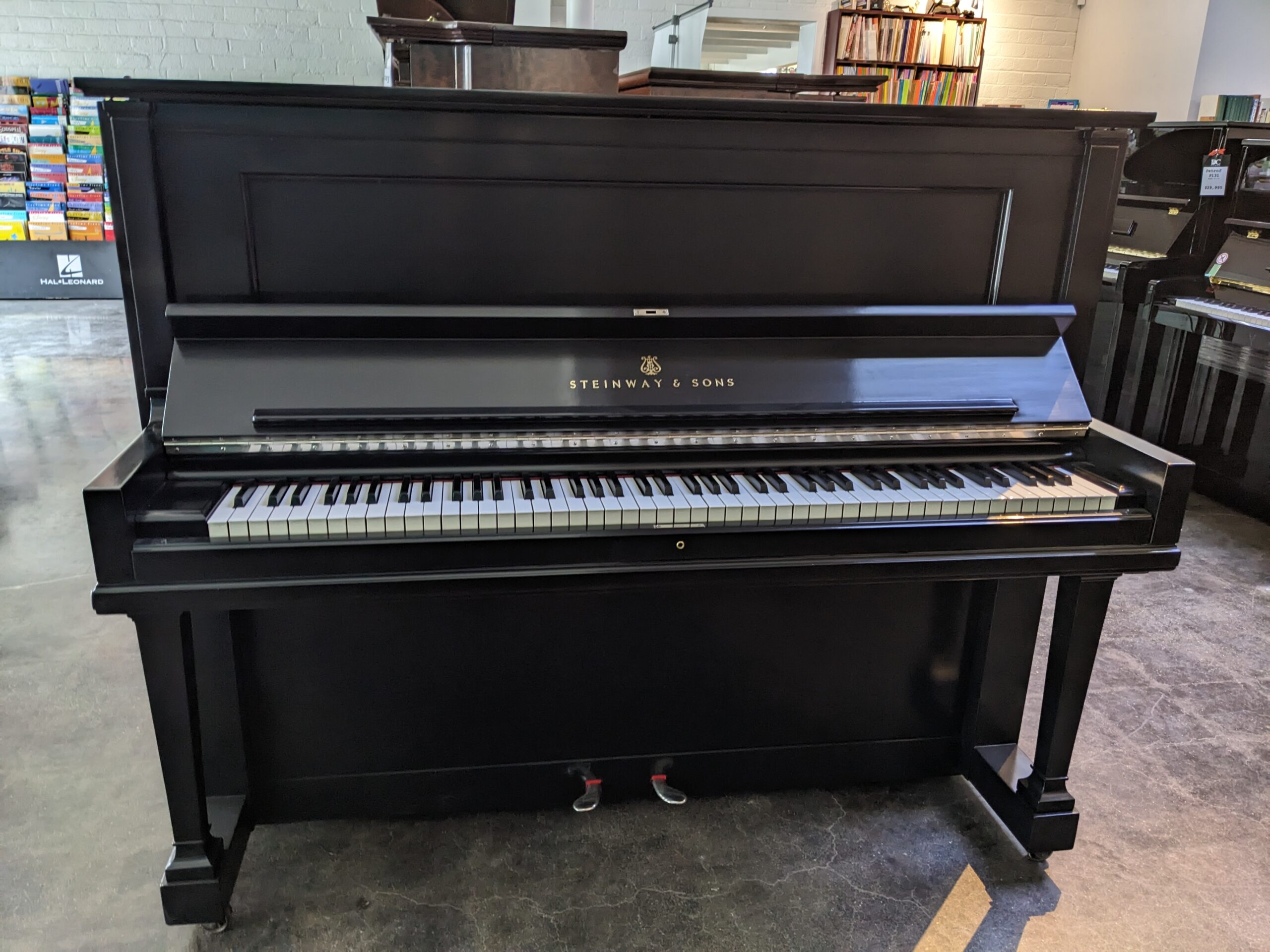 Steinway Model "V" Upright in Satin Ebony- Restored #210592