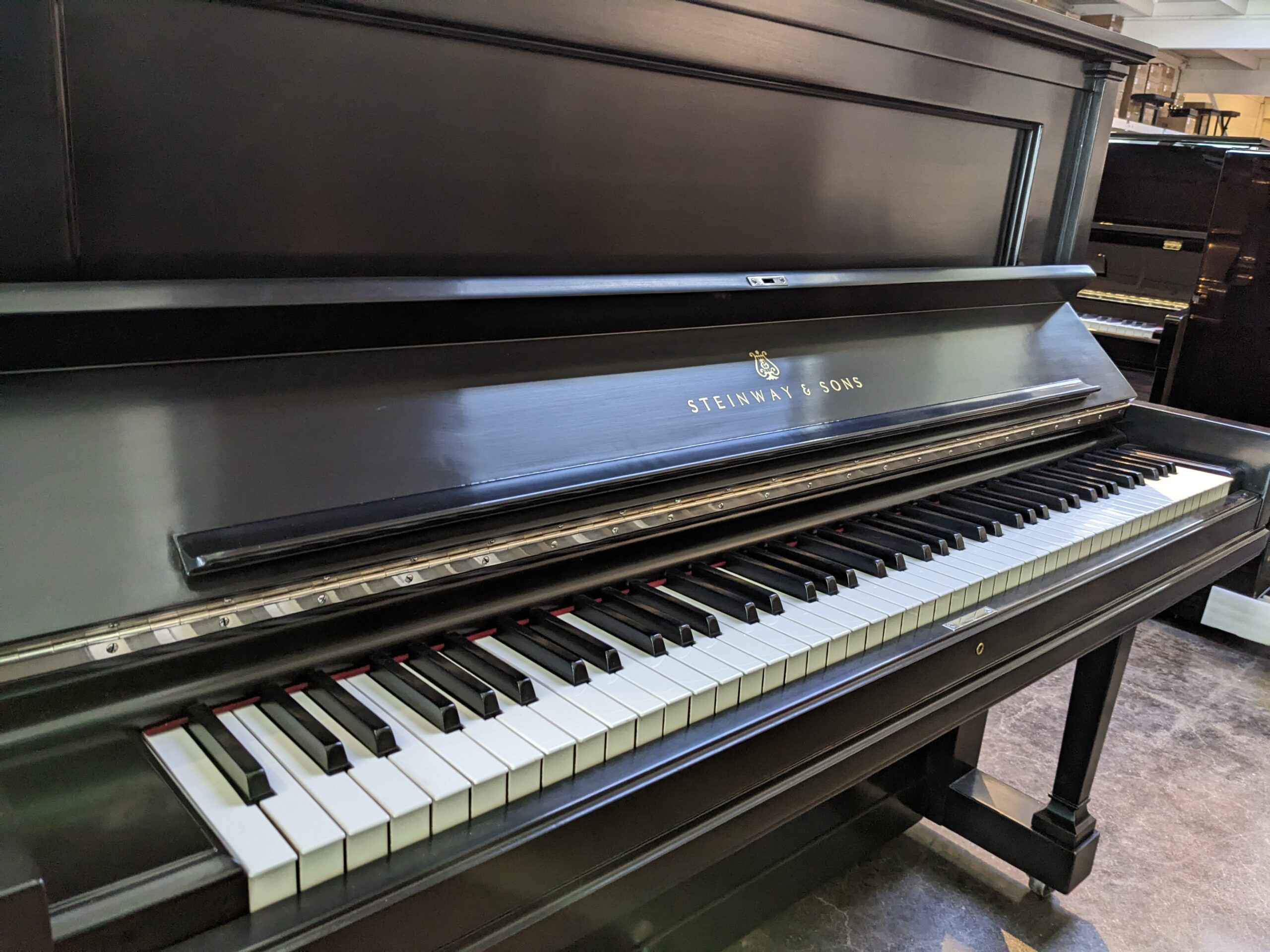 Steinway Model "V" Upright in Satin Ebony- Restored #210592 - Image 2