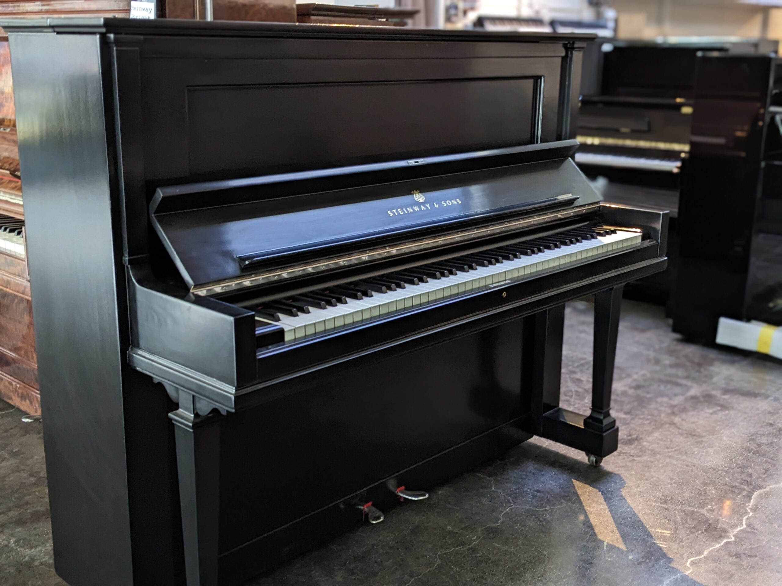 Steinway Model "V" Upright in Satin Ebony- Restored #210592 - Image 5